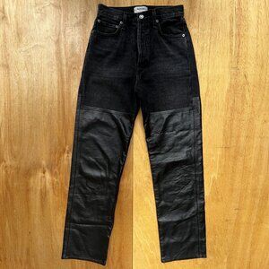 AGOLDE PIECED 90’S PINCH WAIST BUTTON FLY HIGH RISE JEANS WOMEN’S sz 25 Black